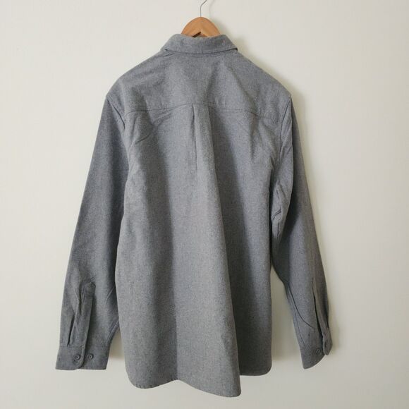NWT Eddie Bauer Mens Double Brushed Chamois Button-Down Shirt Cotton Grey Size L - Picture 3 of 6